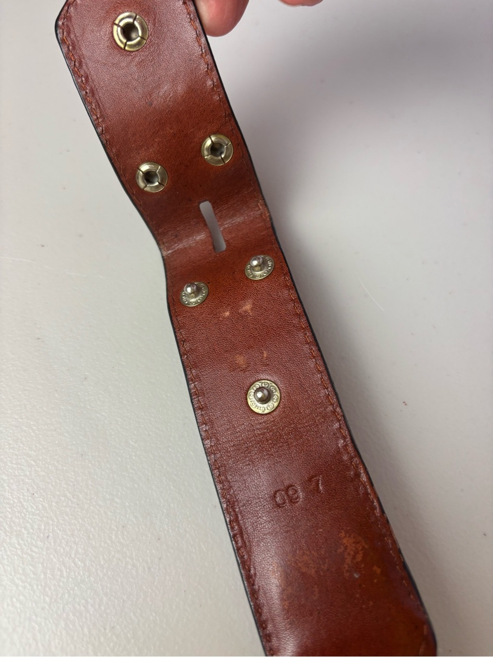 Handcrafted Western Horsehair Tooled Leather Belt Multi-Color Tribal Weave Inlay - Picture 10 of 13